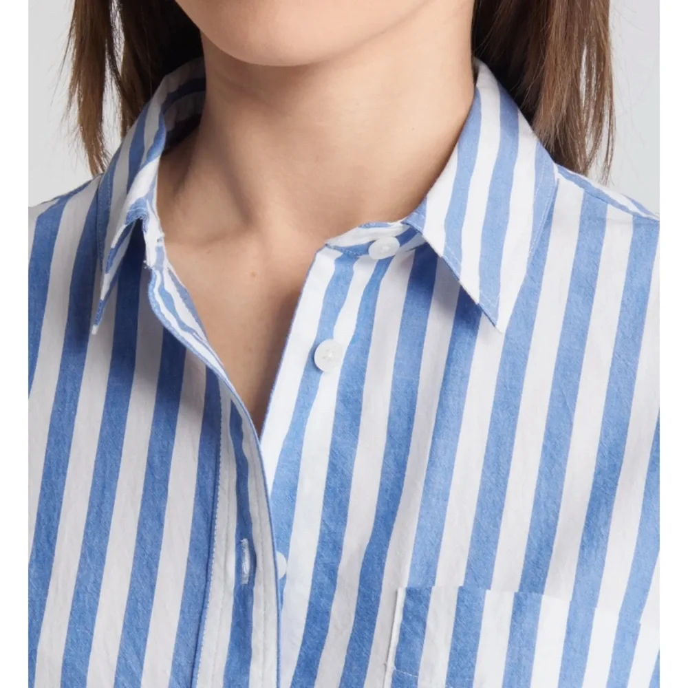 Madewell Oversized Blue and White Striped Button Down Shirt - Picture 4 of 4